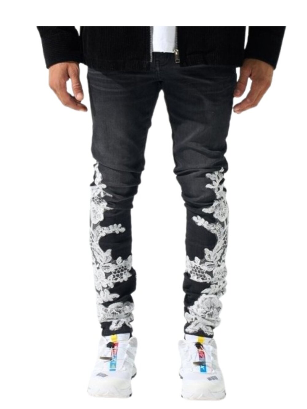 Serenede | Men's Garden Lace Skinny Jeans